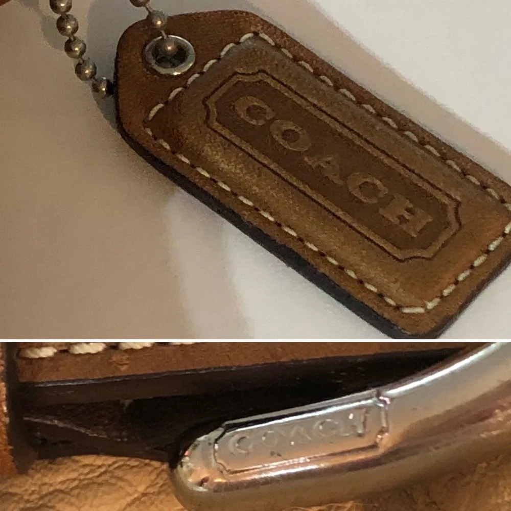 COACH Elegant Tan and Brown Trim Leather Shoulder-bag MO5S-3771